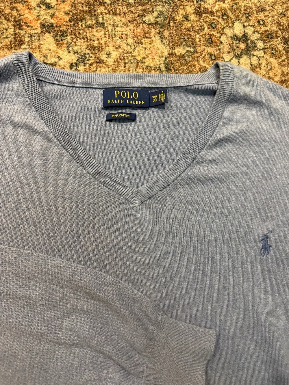 Polo Ralph Lauren Men’s Purple Cotton Knit V-Neck Logo Pullover Sweater 3XL